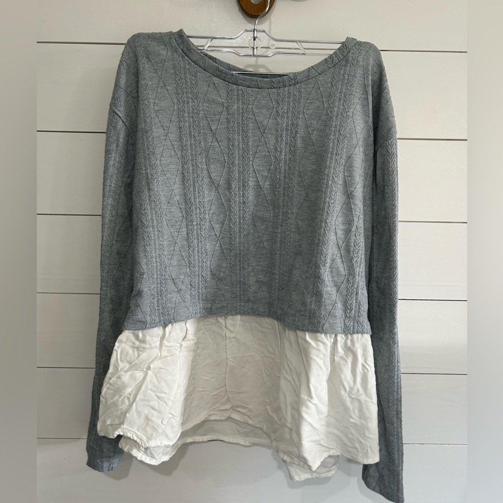 Maurices Gray and White Layered Blouse